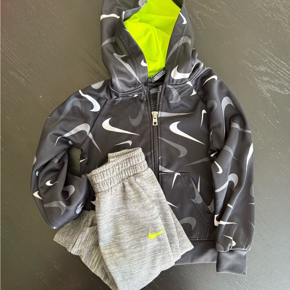 Nike Black and Gray Hoodie with Neon Accents
